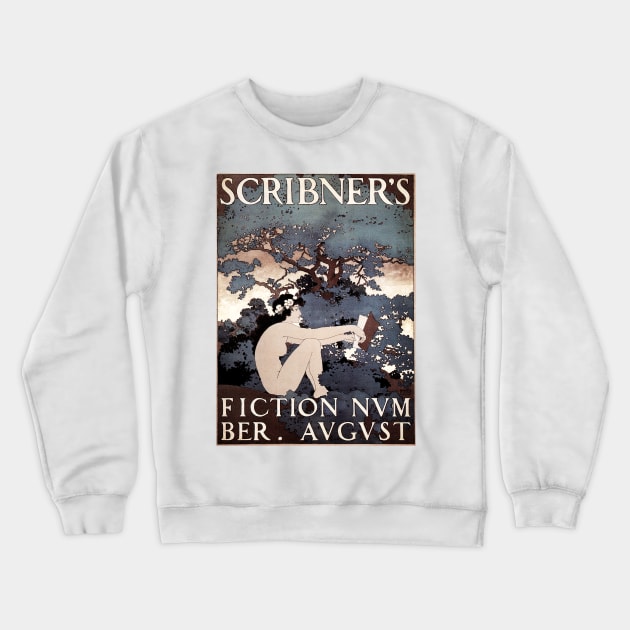 SCRIBNER'S FICTION Number AUGUST 1897 by American Poster Artist  Maxfield Parrish Crewneck Sweatshirt by vintageposters